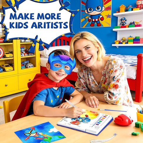 Paint with Water Coloring Books for Kids, Mess Free Watercolor Painting Kit with Hero Mask, Painting Activity for Kids Ages 3-5 4-8, Arts Crafts Drawing Gift Toy for Boy Girl in Saudi Arabia