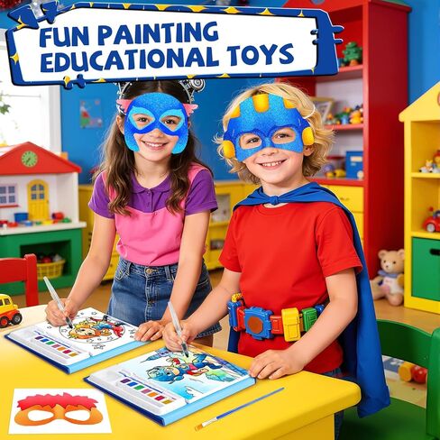Paint with Water Coloring Books for Kids, Mess Free Watercolor Painting Kit with Hero Mask, Painting Activity for Kids Ages 3-5 4-8, Arts Crafts Drawing Gift Toy for Boy Girl in Saudi Arabia