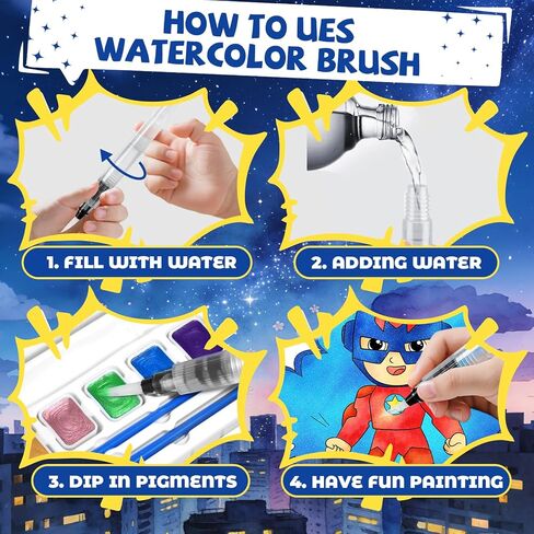 Paint with Water Coloring Books for Kids, Mess Free Watercolor Painting Kit with Hero Mask, Painting Activity for Kids Ages 3-5 4-8, Arts Crafts Drawing Gift Toy for Boy Girl in Saudi Arabia