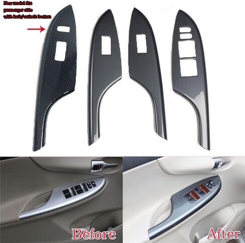 for Toyota Corolla 2007 2008 2009 2010 2011 2012 2013 Center Console Trim Air Vent Trim Door Handle Armrest Window Lift Cover Trim Carbon Fiber ABS (13pieces/Set) in Saudi Arabia