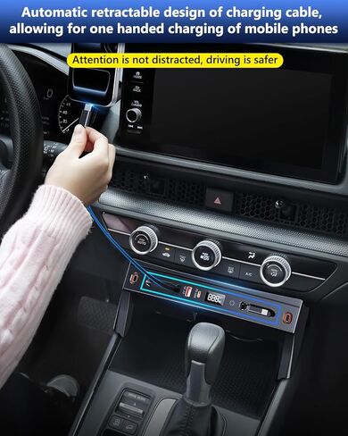 شاحن سيارة سريع من ELOHEI لسيارة Honda CRV 2026 2025 2024 2023 مع إضاءة محيطة بـ 8 ألوان، محطة إرساء وحدة التحكم المركزية للسيارات لملحقات Honda CRV 2023-2026 in Kuwait