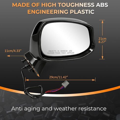 Right passenger Side Mirror compatible with Honda Civic 2012 2013 replace 76202TR0A01 with Power Glass 3 pin Black in Kuwait
