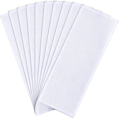 10 Pcs Blank Cross Stitch Bookmarks, Shimmeroo Cotton Fabric Book Marker Cross Stitch with Embroidery Edge Rectangle Embroidery DIY Bookmark for Crosstitch Project(7.48 * 2.76 Inch) in Saudi Arabia