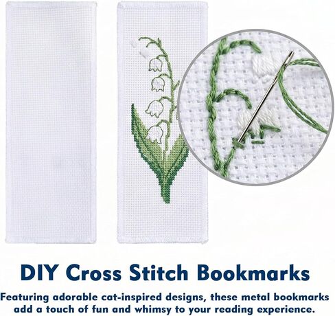 10 Pcs Blank Cross Stitch Bookmarks, Shimmeroo Cotton Fabric Book Marker Cross Stitch with Embroidery Edge Rectangle Embroidery DIY Bookmark for Crosstitch Project(7.48 * 2.76 Inch) in Saudi Arabia