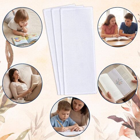 10 Pcs Blank Cross Stitch Bookmarks, Shimmeroo Cotton Fabric Book Marker Cross Stitch with Embroidery Edge Rectangle Embroidery DIY Bookmark for Crosstitch Project(7.48 * 2.76 Inch) in Saudi Arabia