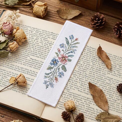 10 Pcs Blank Cross Stitch Bookmarks, Shimmeroo Cotton Fabric Book Marker Cross Stitch with Embroidery Edge Rectangle Embroidery DIY Bookmark for Crosstitch Project(7.48 * 2.76 Inch) in Saudi Arabia