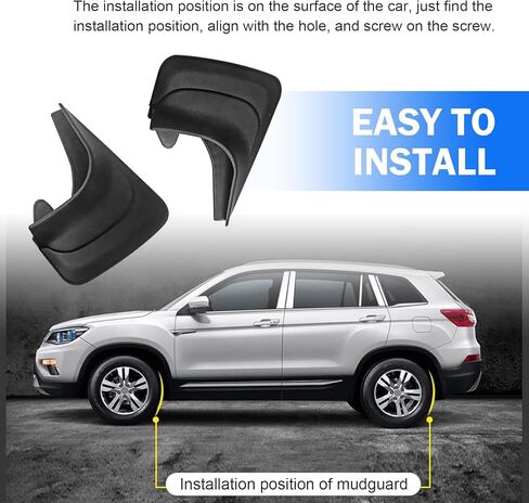 2 PCS Car Mud Flaps, PVC Wider Tire Rear Splash-protection Guard Kit, Waterproof Anti-scratch Fender Trim for All Weather, Universal Protection Accessory for Cars SUVs Trucks (Black) in Saudi Arabia