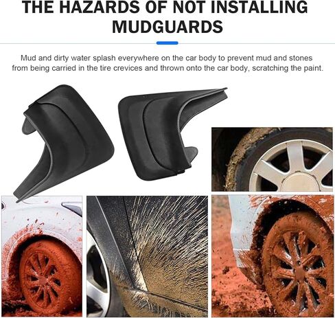 2 PCS Car Mud Flaps, PVC Wider Tire Rear Splash-protection Guard Kit, Waterproof Anti-scratch Fender Trim for All Weather, Universal Protection Accessory for Cars SUVs Trucks (Black) in Saudi Arabia
