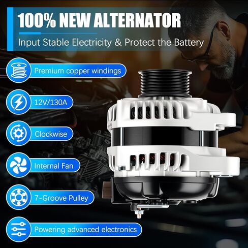 Alternator 11390 Fit for Honda Accord 2008-2012, for Acura TSX 2009-2014 L4 2.4L Automotive Replacement Alternators 104210-5890 11390N 31100-R40-A01 in Kuwait