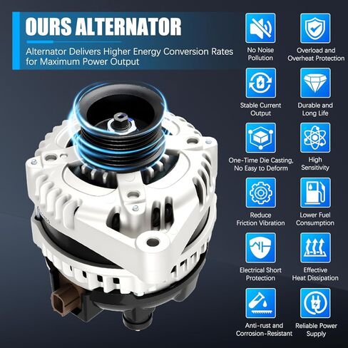 Alternator 11390 Fit for Honda Accord 2008-2012, for Acura TSX 2009-2014 L4 2.4L Automotive Replacement Alternators 104210-5890 11390N 31100-R40-A01 in Kuwait