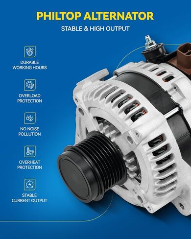 PHILTOP 11139R مولد كهربائي جديد متوافق مع 2005-2015 Toyota Tacoma، 2003-2009 4Runner، 130Amp High Output استبدال 11139R 11139 in Kuwait