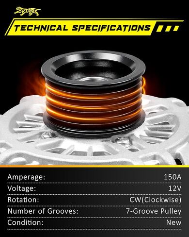 Oktiger Upgraded Alternator for Nissan Pathfinder 2013 2014 2015 2016 2017 3.5L 2.5L, Murano 2015-2017 3.5L, for Infiniti Qx60 2014-2016, Jx35 2013, 150A Clockwise 7-Groove Pulley, OE 23100-3JA1A | Precision CNC castings + die-cast aluminum housing, Pure  in Saudi Arabia