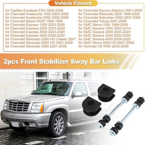 No.K700539/K80631/K6439 2 قطعة وصلات قضيب التأرجح الأمامية مجموعة وصلة التثبيت ث/البطانات لسيارة شيفروليه سيلفرادو تاهو أفالانش إكسبريس لسيارة جي إم سي سييرا يوكون لكاديلاك إسكاليد in Kuwait