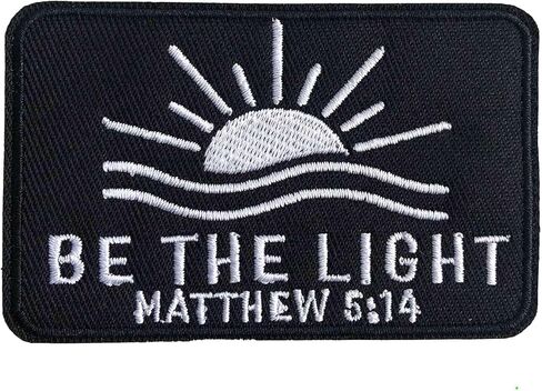 Be The Light Hook and Loop Patch - Matthew 5:14 Bible Verse with Sun & Waves Design - Christian Inspirational Tactical Morale Patch for Backpack, Hat, Vest, Uniform in Kuwait
