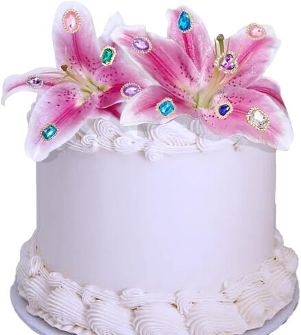 Lily Cake Toppers with Gems Large Artificial Lily Cake Decoration in Kuwait