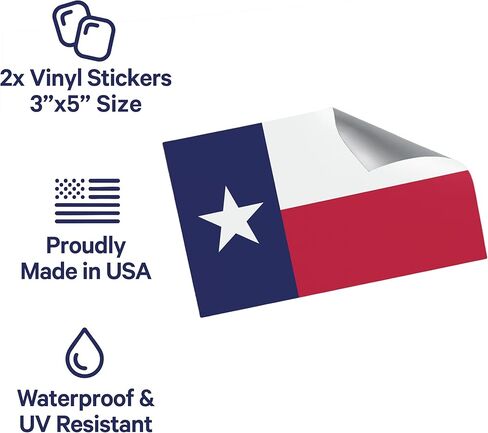 Texas Flag Stickers 3x5 – Made in USA – 2 Pack Lone Star Vinyl Decals for Truck, Car, Cooler, Hard Hat, Toolbox – Waterproof, UV & Weather Resistant in Saudi Arabia