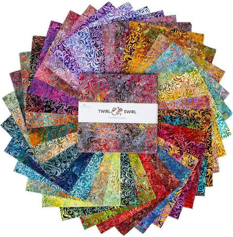 Expressions Batiks Twirl & Swirl Elementals 42 10-inch Squares Layer Cake Riley Blake 10-21901-42 in Kuwait