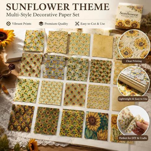 40 Pcs Vintage Sunflower Print Cotton Fabric Bundle, 15.75 Inch DIY Quilting Fabric Set, Retro Floral Patchwork Cloth for Craft Sewing, Scrapbooking and Handmade Decoration in Kuwait