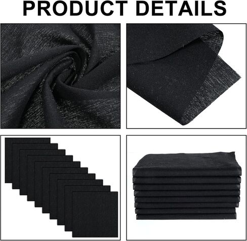 20 Pcs 10 × 10 Inch Black Cotton Fabric Embroidery Fabric Squares Precut Embroidery ClothFabric for Sewing Making Quilts for Craft Lovers in Saudi Arabia