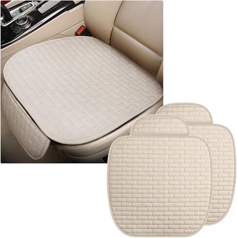 2 PCS Car Seat Covers Front Seats, Breathable Linen Auto Front Seat Covers with Storage Pocket, Anti-Slip Seats Cushion Pad Protective Cover for Most Vehicles, Car Accessories (Black, Front) in Saudi Arabia