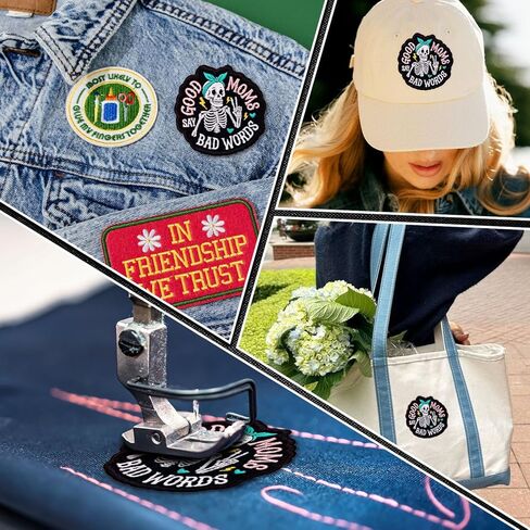 Good Moms Say Bad Words Patch 3 Inch Funny Skeleton Mental Health Motherhood Embroidered Patches Sew On Iron On for Backpack, Jacket, Hat DIY Uniform Clothes Gift for Men Women in Kuwait