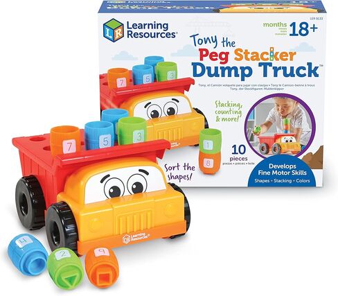 Learning Resources Tony the Peg Stacker Dump Truck - 10 Pieces, Ages 18+ Months Fine Motor Skills Toy for Toddlers, Preschool Toys in Kuwait