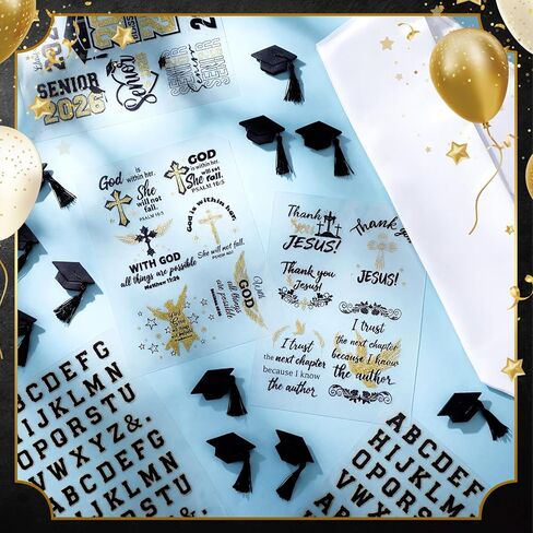 Christian Graduation Stole 2026 Senior White Graduation Sash with 8 Sheets Bible Verse Iron on Transfers Decals DIY Custom Graduate Sash Gift Religious Faith Jesus Class of 2026 Decorations in Saudi Arabia
