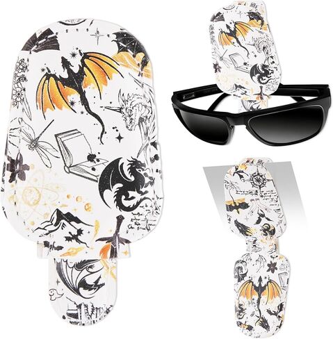 HemerVows Sunglass Holder for Car, Dragon Print Magnetic Leather Visor Sunglasses Holder Clip, Universal Sun Visor Accessory Eyeglass Clip for SUV Pickup Truck in Kuwait