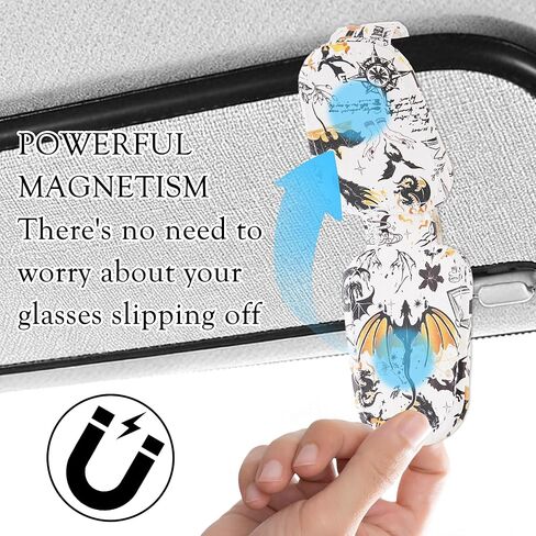 HemerVows Sunglass Holder for Car, Dragon Print Magnetic Leather Visor Sunglasses Holder Clip, Universal Sun Visor Accessory Eyeglass Clip for SUV Pickup Truck in Kuwait