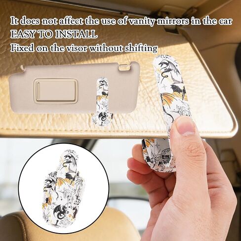 HemerVows Sunglass Holder for Car, Dragon Print Magnetic Leather Visor Sunglasses Holder Clip, Universal Sun Visor Accessory Eyeglass Clip for SUV Pickup Truck in Kuwait