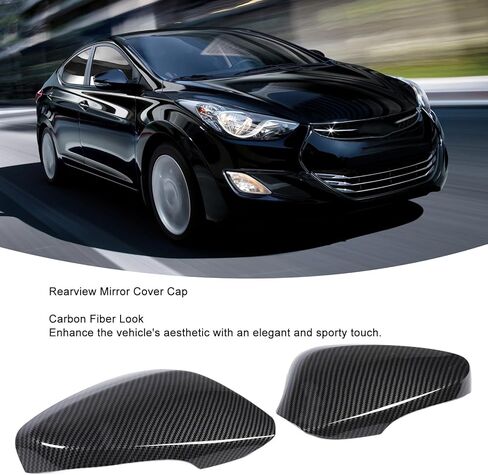 Rearview Mirror Cover Pair Carbon Fiber Look Side Door Mirror Cover Replacement for 2010–2016 with Turn Mirror ABS Protective Left Right Wing Mirror in Kuwait