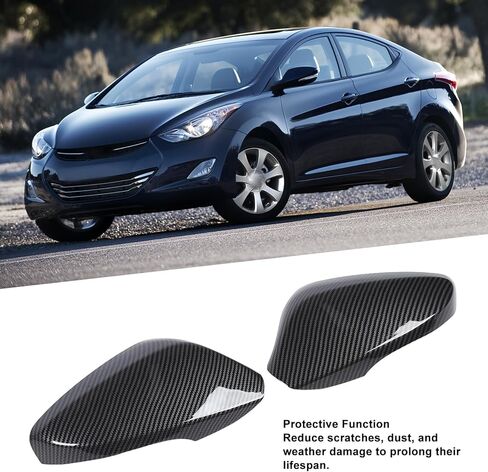 Rearview Mirror Cover Pair Carbon Fiber Look Side Door Mirror Cover Replacement for 2010–2016 with Turn Mirror ABS Protective Left Right Wing Mirror in Kuwait