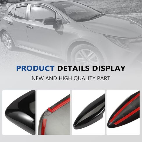 أغطية مرايا جانبية سوداء وأغطية المقبض بديلة لملحقات Toyota Corolla 2020 2021 2022 2023 2024 2025، مع فتحات مفاتيح ذكية in Kuwait