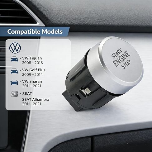 Engine Start Stop Push Button Switch Compatible with VW Tiguan Golf Passat Jetta Lavida, Ignition Keyless Start Button, Replace OEM 5N0959839 in Saudi Arabia
