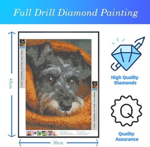 CDYCNXZ Dog Diamond Painting Kits for Adults, Schnauzer DIY 5D Full Drill Diamond Art for Home Leisure and Wall Decor 12x16inch in Saudi Arabia