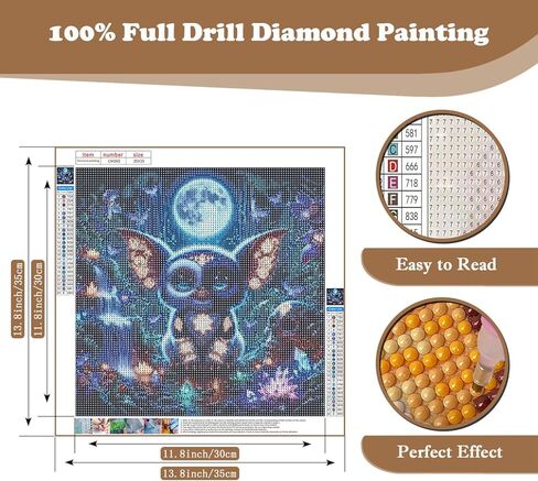 Xoaoes DIY مجموعات الفن الماسي للبالغين، حيوانات الغابة 5D مجموعات الطلاء الماسي للبالغين، لوحة الأحجار الكريمة، مجموعة لوحات فنية الماس، نقطة الماس الحفر الكامل لديكور جدار المنزل 14 × 14 بوصة in Kuwait