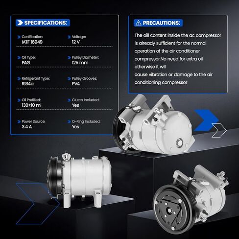 10362880 Air Conditioning A/C Compressor with Clutch Compatible with Subaru Impreza 2002-2007 H4 2.0L 2.5L, Compatible with Saab 9-2X 2005-2006 H4 2.0L 2.5L in Kuwait