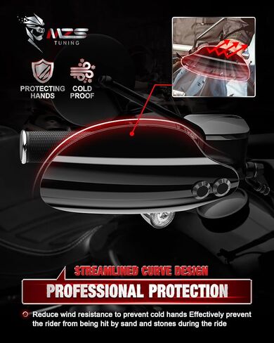 واقيات اليد للدراجات النارية MZS متوافقة مع Road Glide 2021-2023 / Road King 2008-2016 / Low Rider ST 2022-2024، واقيات اليد المتجولة وواقي الرياح باللون الأسود in Kuwait
