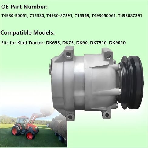 T4930-50061 715330 12VDC Air Compressor AC Compressor Fits for Kioti Tractor DK65S DK75 DK7510 DK90 DK9010 715569 T4930-87291 in Saudi Arabia