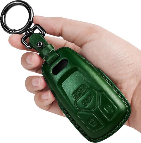 Tukellen for Audi Key Fob Cover Genuine Leather with Keychain,Leather Key Case Protector Compatible Audi A4 Q7 Q5 TT A3 A6 SQ5 R8 S5 Smart Key-Brown in Saudi Arabia