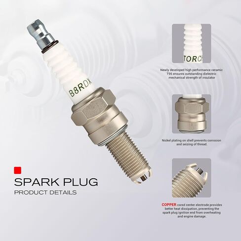 TORCH B8RDX استبدال شمعة الإشعال لـ 3478 CR8EK 4374 CR8EKB، Bosch 0242060505، لسوزوكي 09482-00581 لـ KAWASAKI 92070-1265، مناسب لـ APRILIA Atlantic 300 2009، SR 125 MAX 2011،1 قطعة in Kuwait