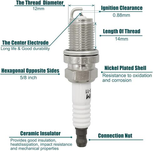 Iridium Spark Plugs Set Of 6 Compatible with Honda Pilot 2003-2008,Accord 2004-2007,Ridgeline 2006-2008&Compatible with Ridgeline MDX 2001-2009&Saturn 2004-2007 3.0L 3.5L 3.7L V6 in Saudi Arabia