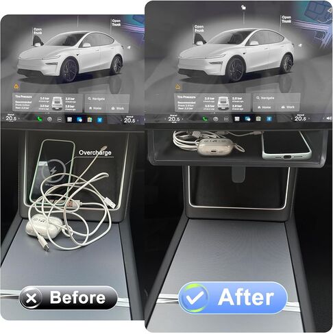 Hidden Under Screen Storage Box for Tesla Model Y(2025-2026) & Model 3 (2024-2026) – Openable Center Console Organizer with Anti-Slip Pad, Tesla Accessories in Saudi Arabia