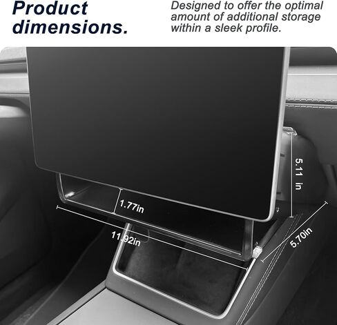 Hidden Under Screen Storage Box for Tesla Model Y(2025-2026) & Model 3 (2024-2026) – Openable Center Console Organizer with Anti-Slip Pad, Tesla Accessories in Saudi Arabia