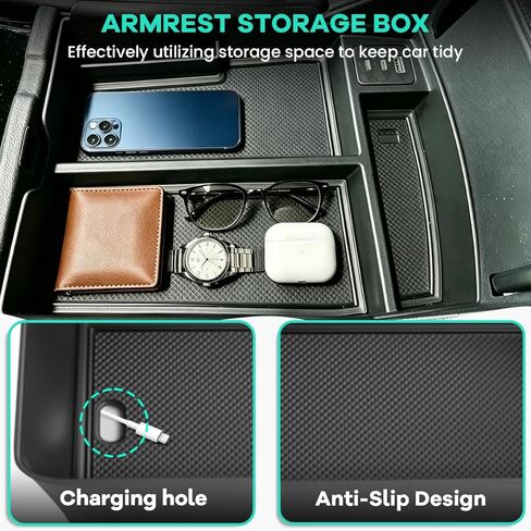 3PCS Center Console Organizers Tray Compatible with VW Volkswagen Atlas 2024 2025/ Cross Sport 2024 2025, Armrest Storage Box + Middle Console Organizer + Lower Center Console Tray Black in Kuwait