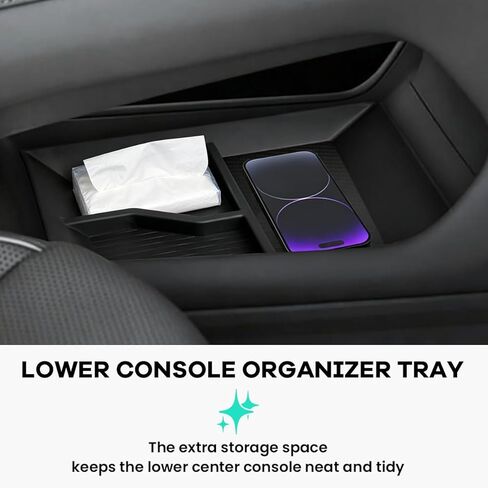 3PCS Center Console Organizers Tray Compatible with VW Volkswagen Atlas 2024 2025/ Cross Sport 2024 2025, Armrest Storage Box + Middle Console Organizer + Lower Center Console Tray Black in Kuwait