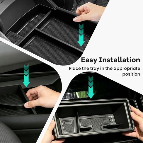 3PCS Center Console Organizers Tray Compatible with VW Volkswagen Atlas 2024 2025/ Cross Sport 2024 2025, Armrest Storage Box + Middle Console Organizer + Lower Center Console Tray Black in Kuwait