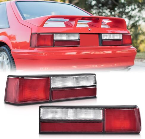 مجموعة مصابيح الذيل، بدون مصابيح، متوافقة مع Ford Mustang LX 1987 1988 1989 1990 1991 1992 1993، مصابيح الفرامل الخلفية زوج يسار/يمين in Kuwait
