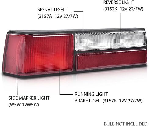 مجموعة مصابيح الذيل، بدون مصابيح، متوافقة مع Ford Mustang LX 1987 1988 1989 1990 1991 1992 1993، مصابيح الفرامل الخلفية زوج يسار/يمين in Kuwait