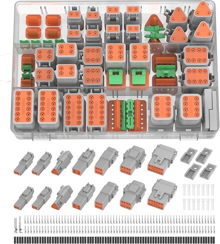 302PCS Deutsch Connector Kit, Hoodutric IP67 Waterproof Electrical Plugs DT 2/3/4/6/8/12 Pin Connectors with 74 Pairs Size 16 Stamped Contacts for Car Truck Boat in Kuwait